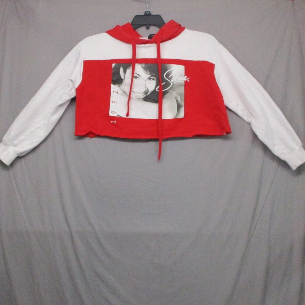 Salena Color Block Hoodie‎ DIY Crop Picture On Front Red/White Women Size | M